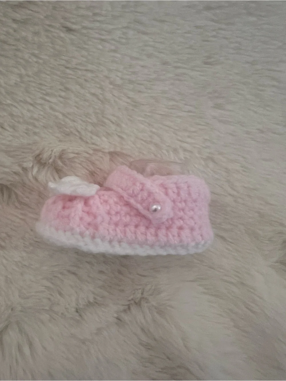 Baby Pink Crochet One-Piece Bodysuit with White Scalloped Trim